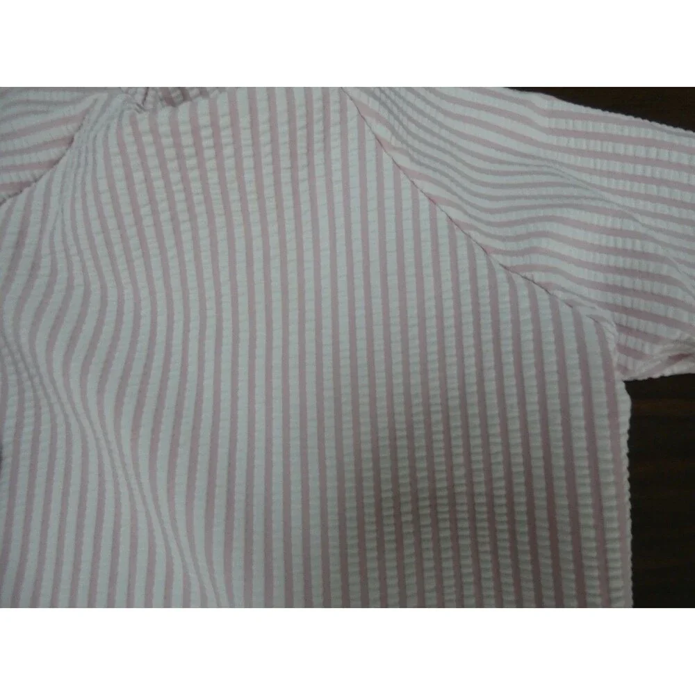 Ruffle Butts Girls 3T Swim Suit Set Pink White Striped Long Sleeve Top & Bottom